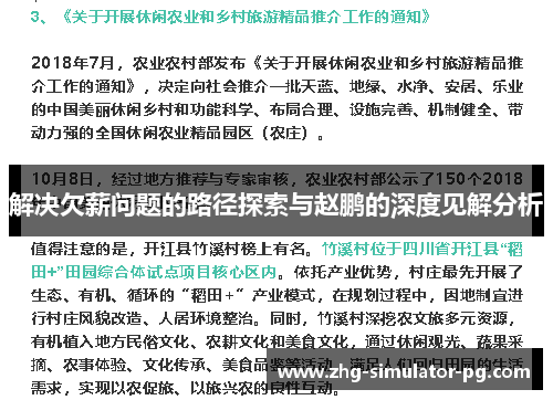 解决欠薪问题的路径探索与赵鹏的深度见解分析 解决欠薪问题的路径探索与赵鹏的深度见解分析